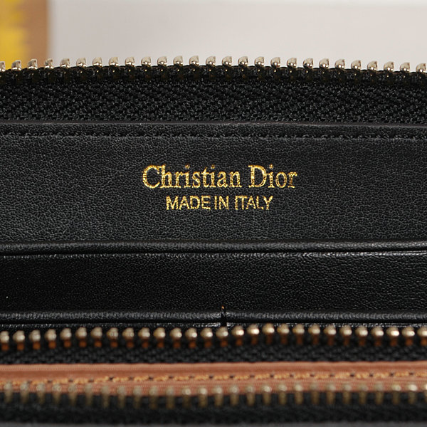 dior zippy wallet calfskin 118 black&white - Click Image to Close